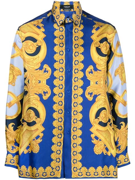 Versace Camicia Barocco Sea Con Ricamo 